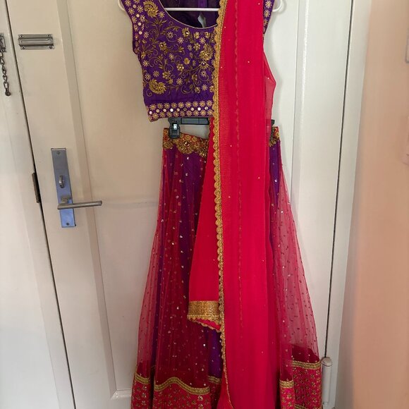 Elegant Purple and Pink Lehenga - Picture 1 of 7